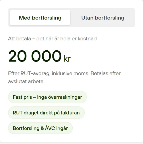 Exempel på webboffert
